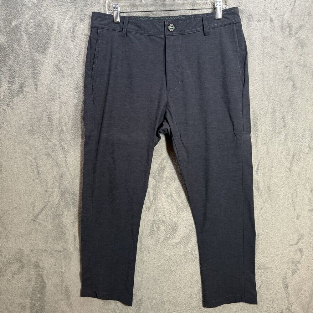 Linksoul Pants Mens 33x27 Gray/Blue Flat‎ Front Stretch Golf Performance